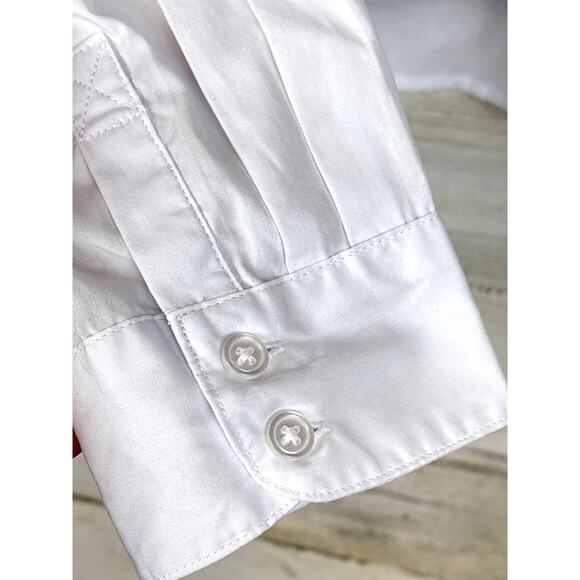 Rebecca Minkoff Women's M White Silver Studded Cropped Button Up Shirt Blouse - Picture 7 of 7